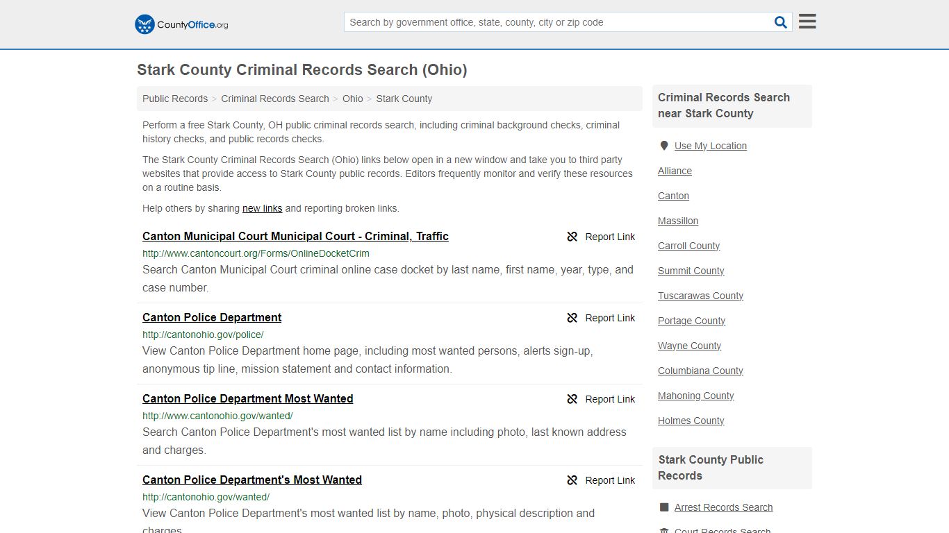 Stark County Criminal Records Search (Ohio) - County Office